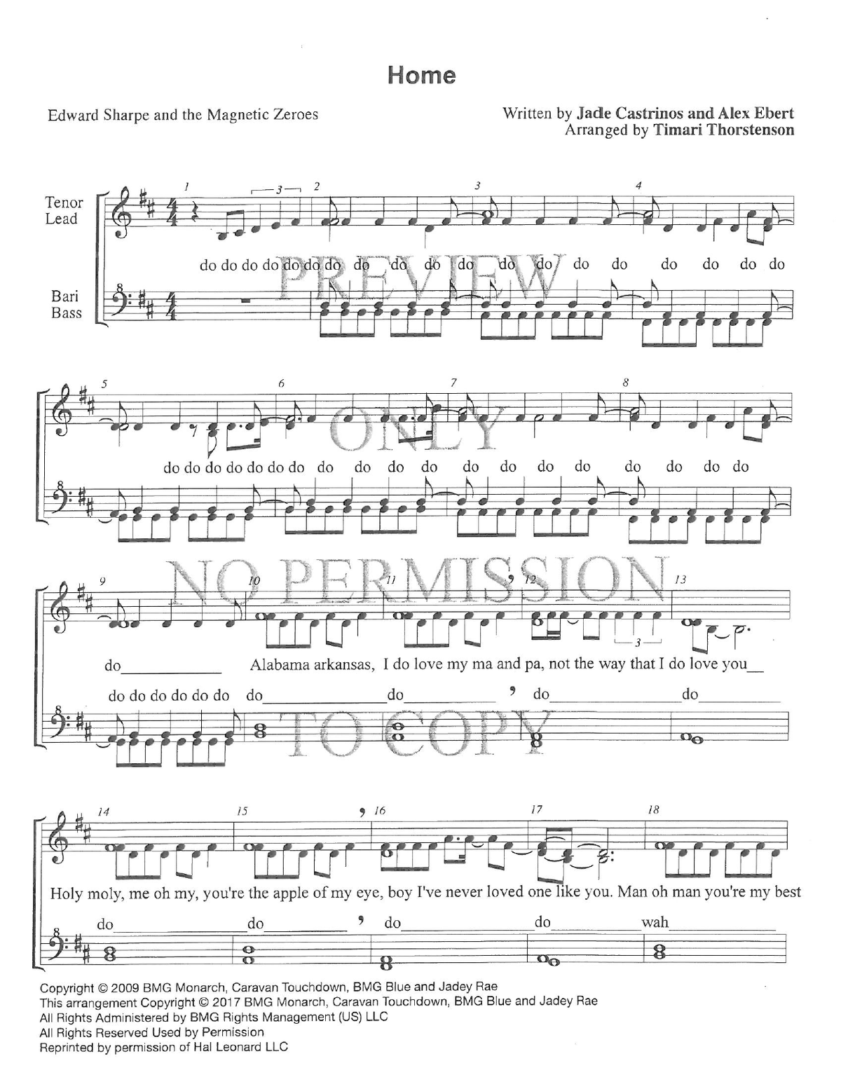Home — sheet music preview, arranged by Timari Thorstenson