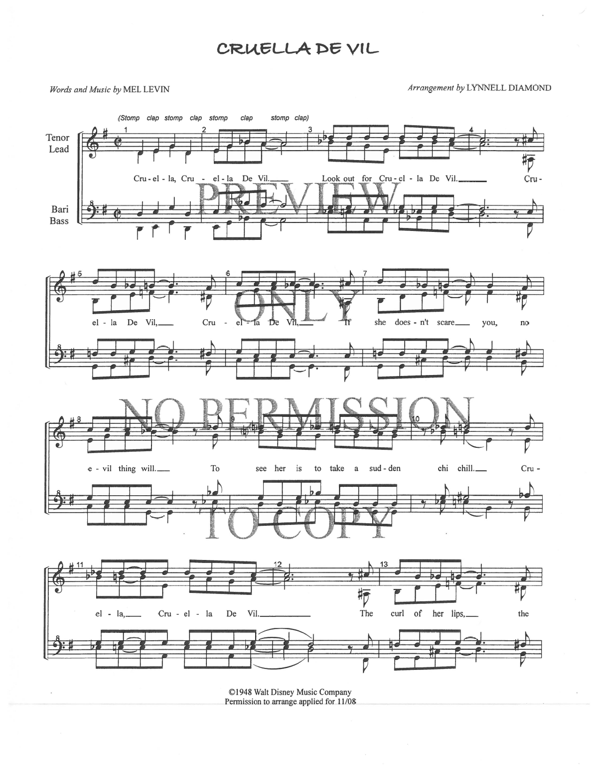 Cruella De Vil — sheet music preview, arranged by Lynnell Diamond