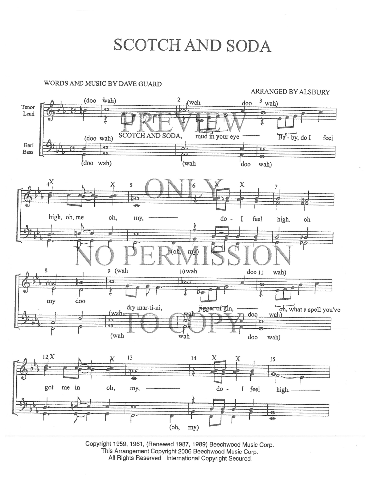 Scotch And Soda — sheet music preview, arranged by Sylvia Alsbury