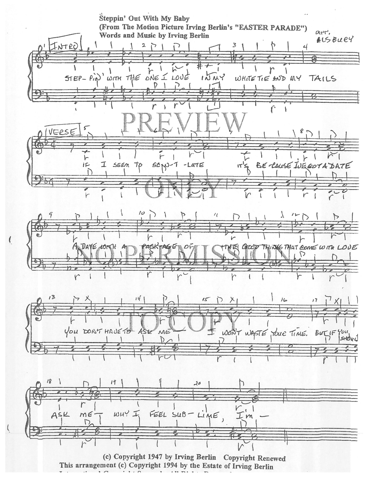 Steppin' Out With My Baby — sheet music preview, arranged by Sylvia Alsbury