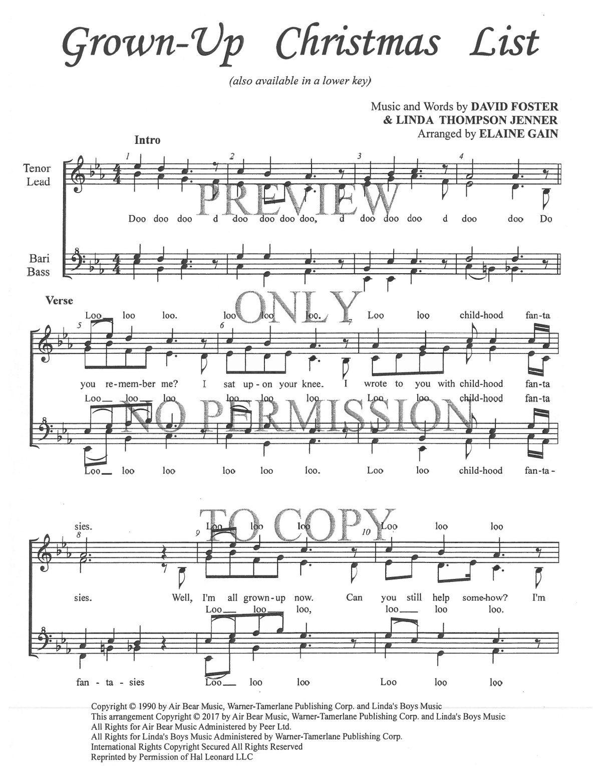 Grown-Up Christmas List — sheet music preview, arranged by Elaine Gain