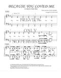 Because You Loved Me — sheet music preview, arranged by Elaine Gain