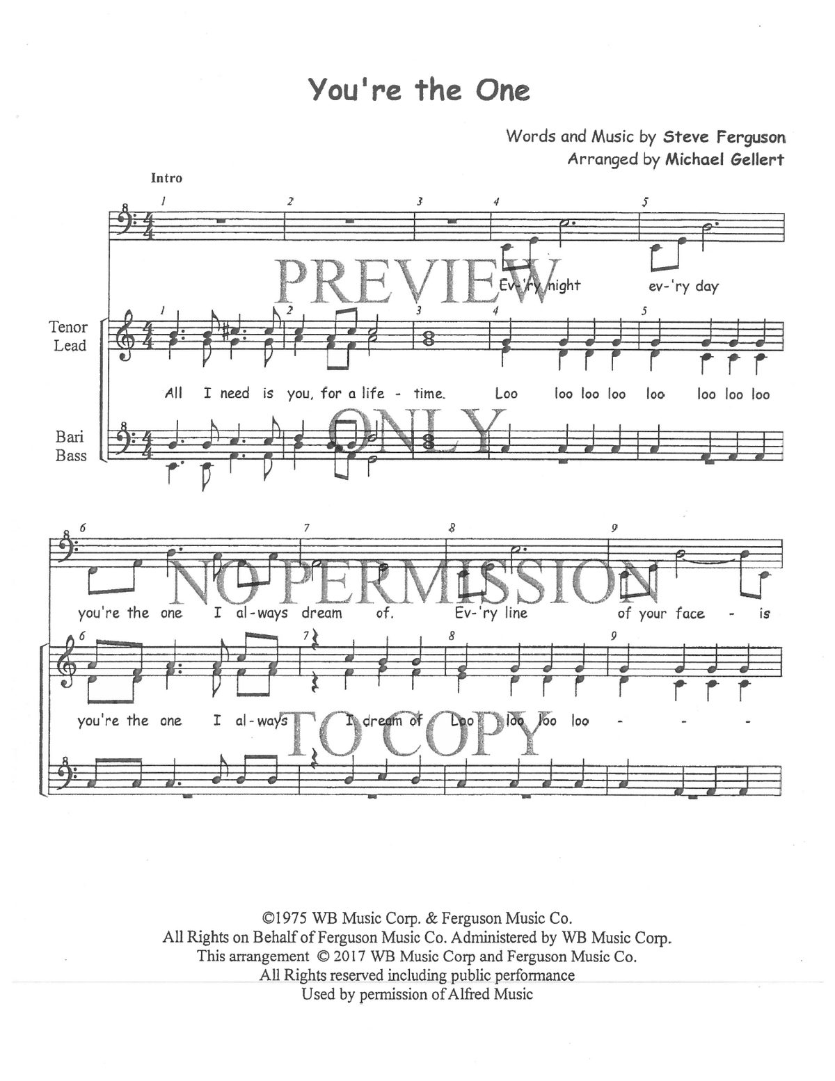 You're The One — sheet music preview, arranged by Michael Gellert