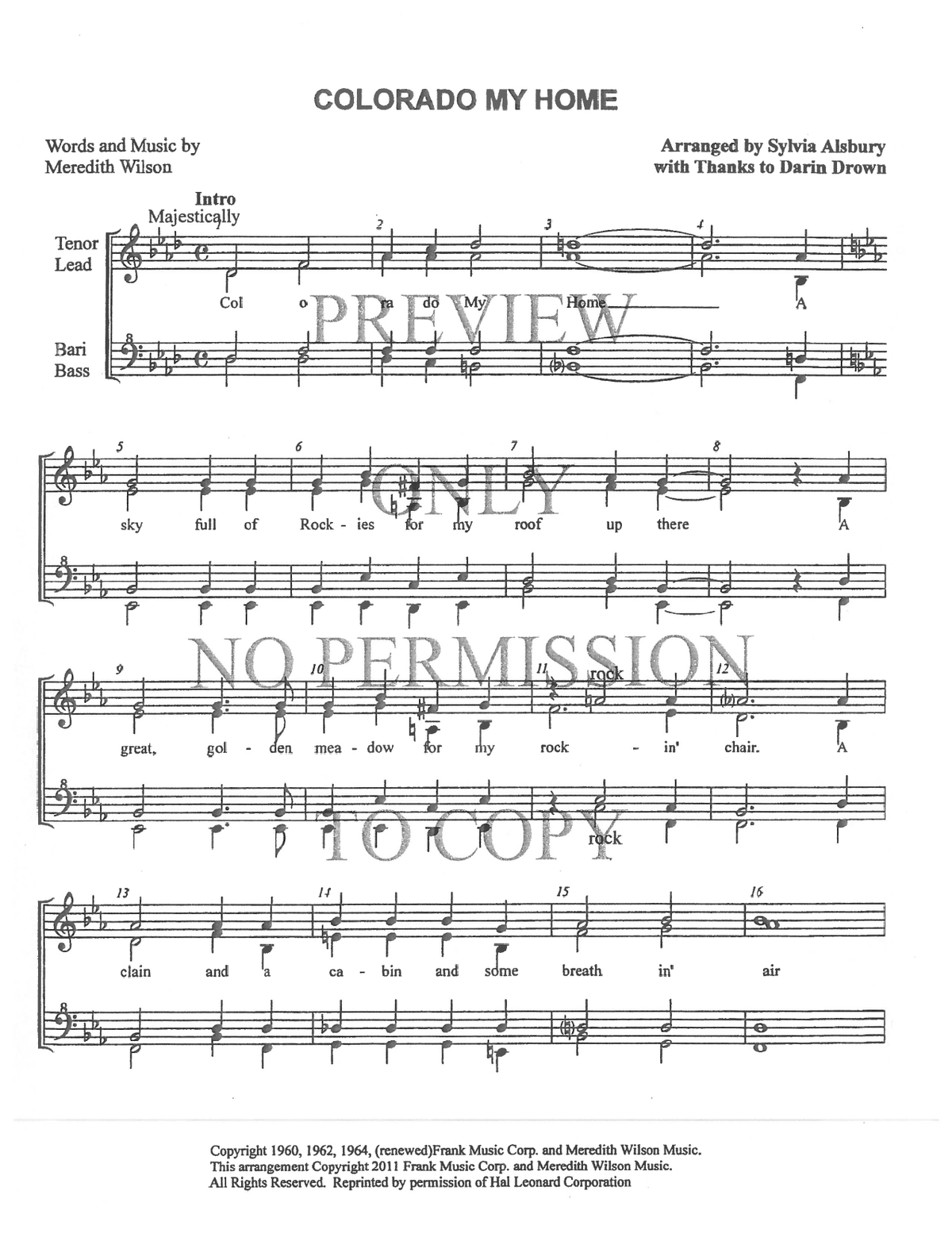 Colorado My Home — sheet music preview, arranged by Sylvia Alsbury