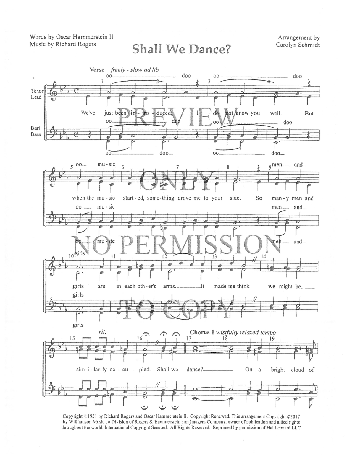 Shall We Dance — sheet music preview, arranged by Carolyn Schmidt
