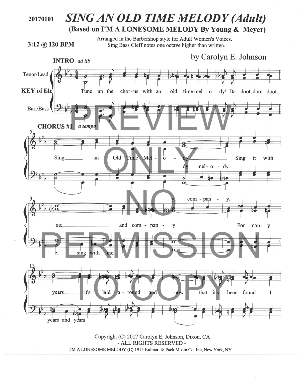 Sing An Old Time Melody — sheet music preview, arranged by Carolyn Johnson