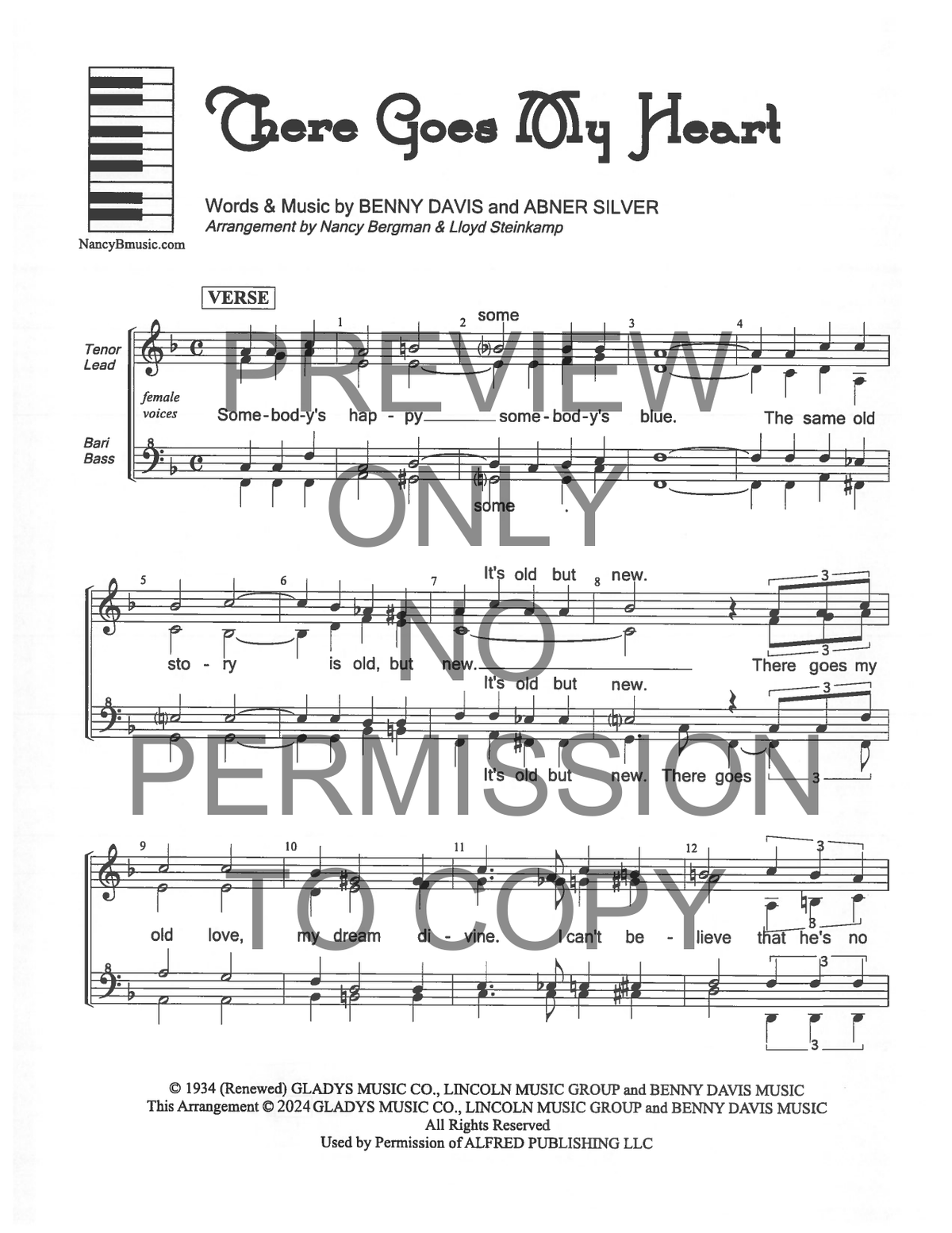 There Goes My Heart — sheet music preview, arranged by Nancy Bergman