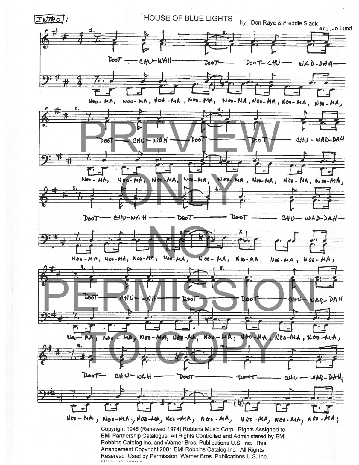 House Of Blue Lights — sheet music preview, arranged by Jo Lund