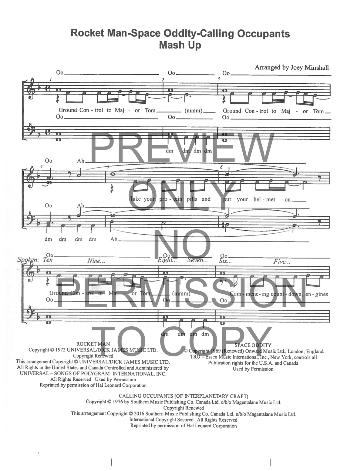 Space Themes Mashup — sheet music preview, arranged by Joey Minshall