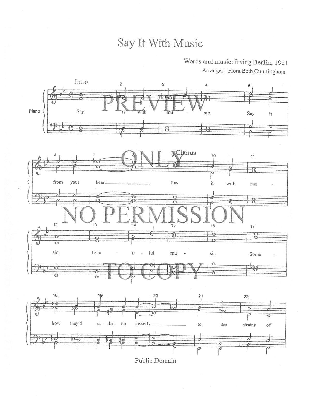 Say It With Music — sheet music preview, arranged by Flora Beth Cunningham