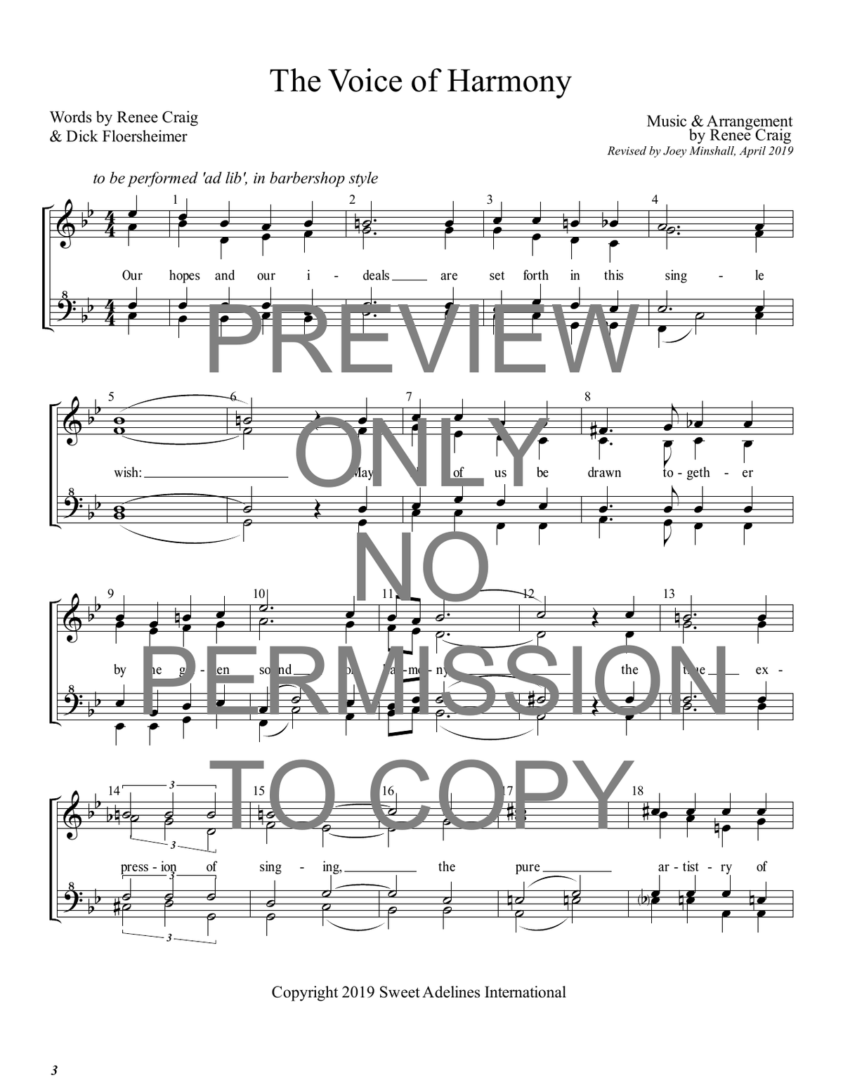 The Voice Of Harmony — sheet music preview, arranged by Brian Beck
