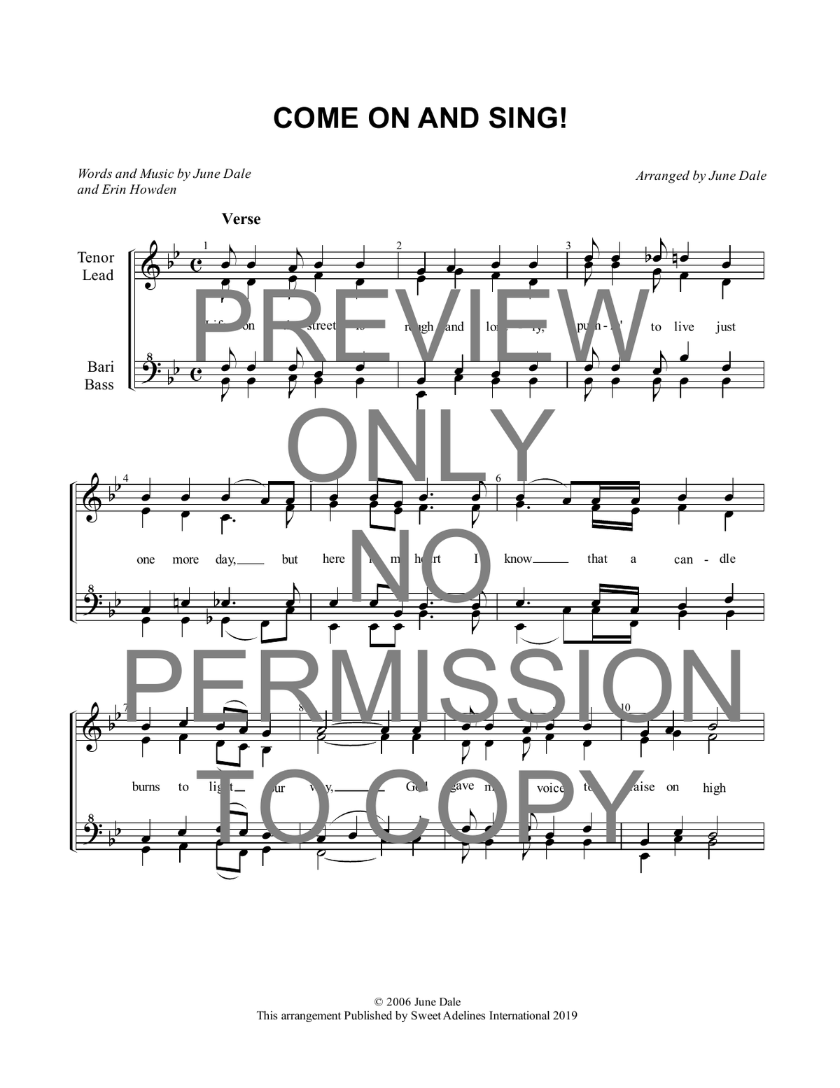 Come On And Sing! — sheet music preview, arranged by Erin Howden