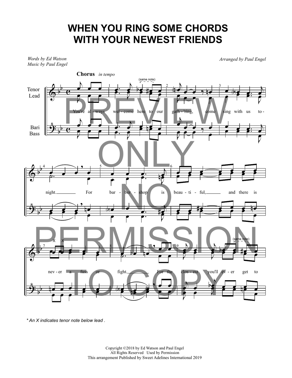 When You Ring Some Chords With Your Newest Friends — sheet music preview, arranged by Paul Engel