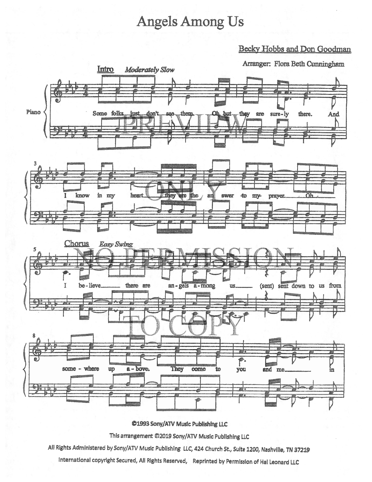 Angels Among Us — sheet music preview, arranged by Flora Beth Cunningham