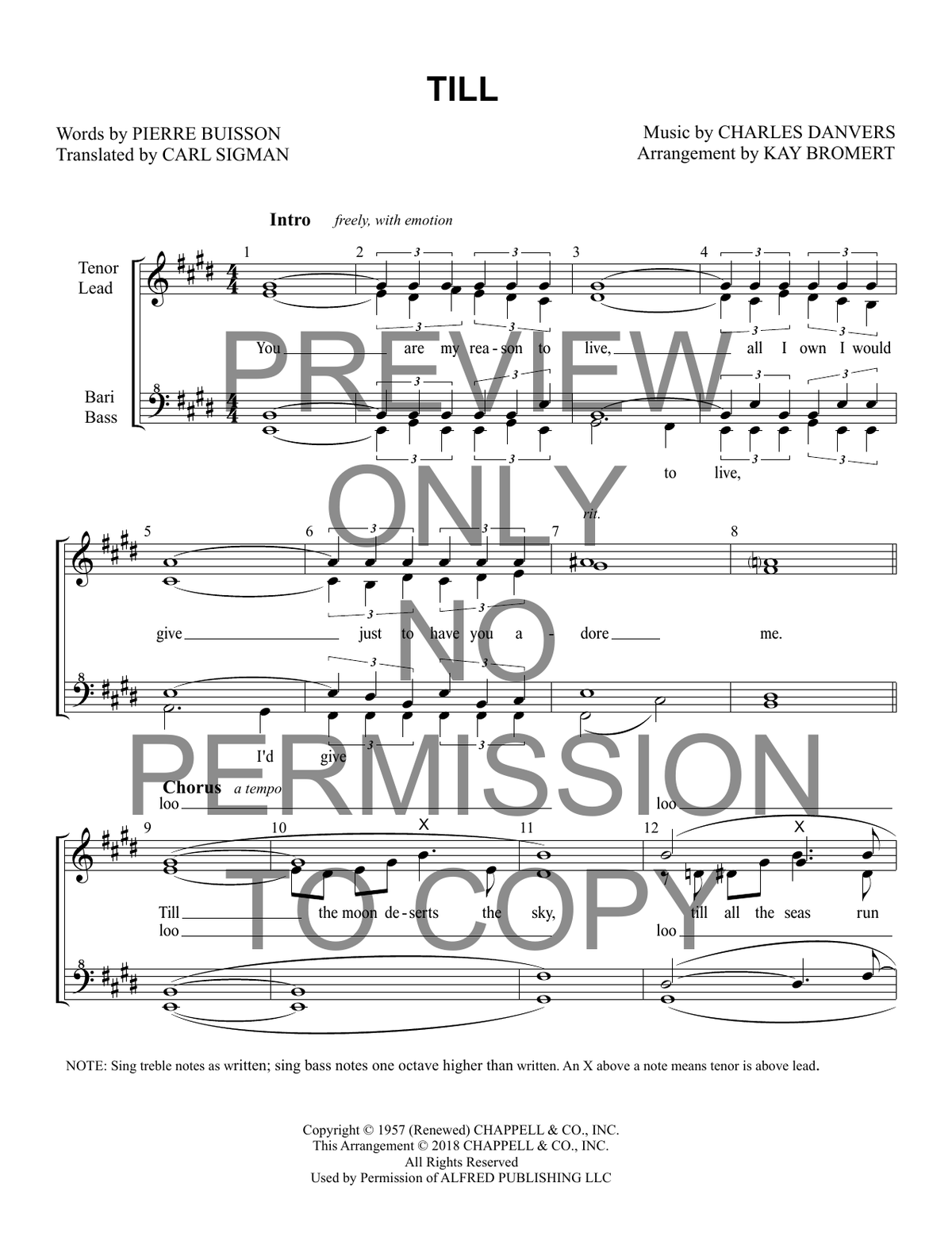 Till — sheet music preview, arranged by Kay Bromert