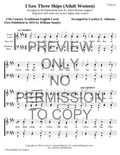 I Saw Three Ships — sheet music preview, arranged by Carolyn Johnson