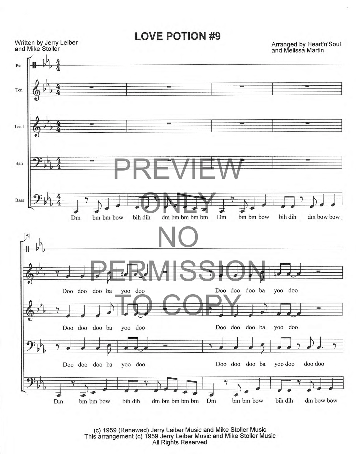 Love Potion No. 9 — sheet music preview, arranged by Melissa Martin