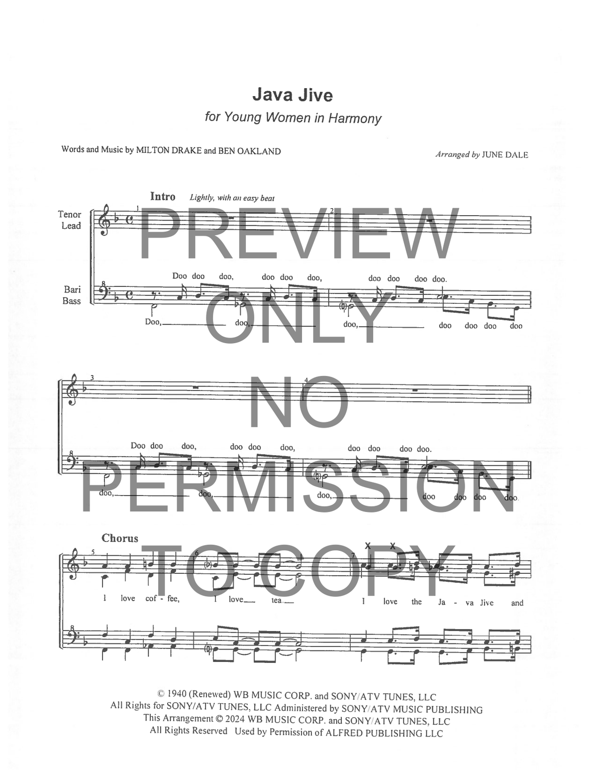 YW - Java Jive — sheet music preview, arranged by June Dale