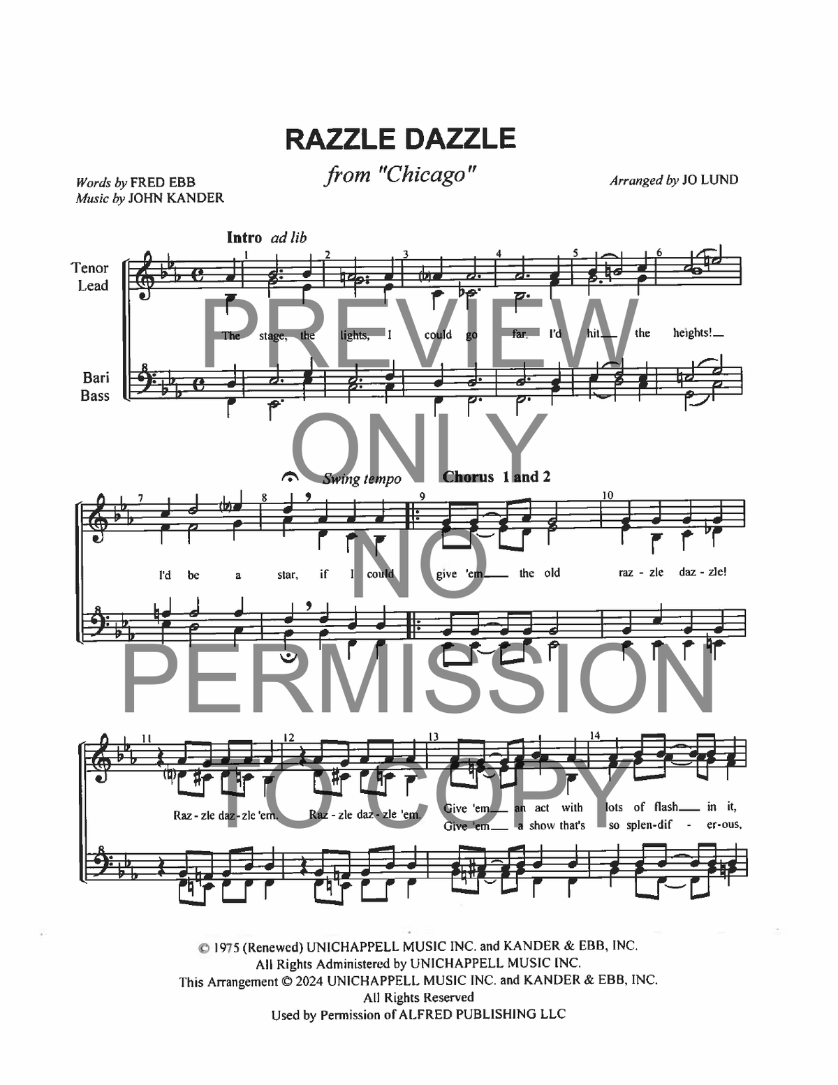 Razzle Dazzle — sheet music preview, arranged by Jo Lund