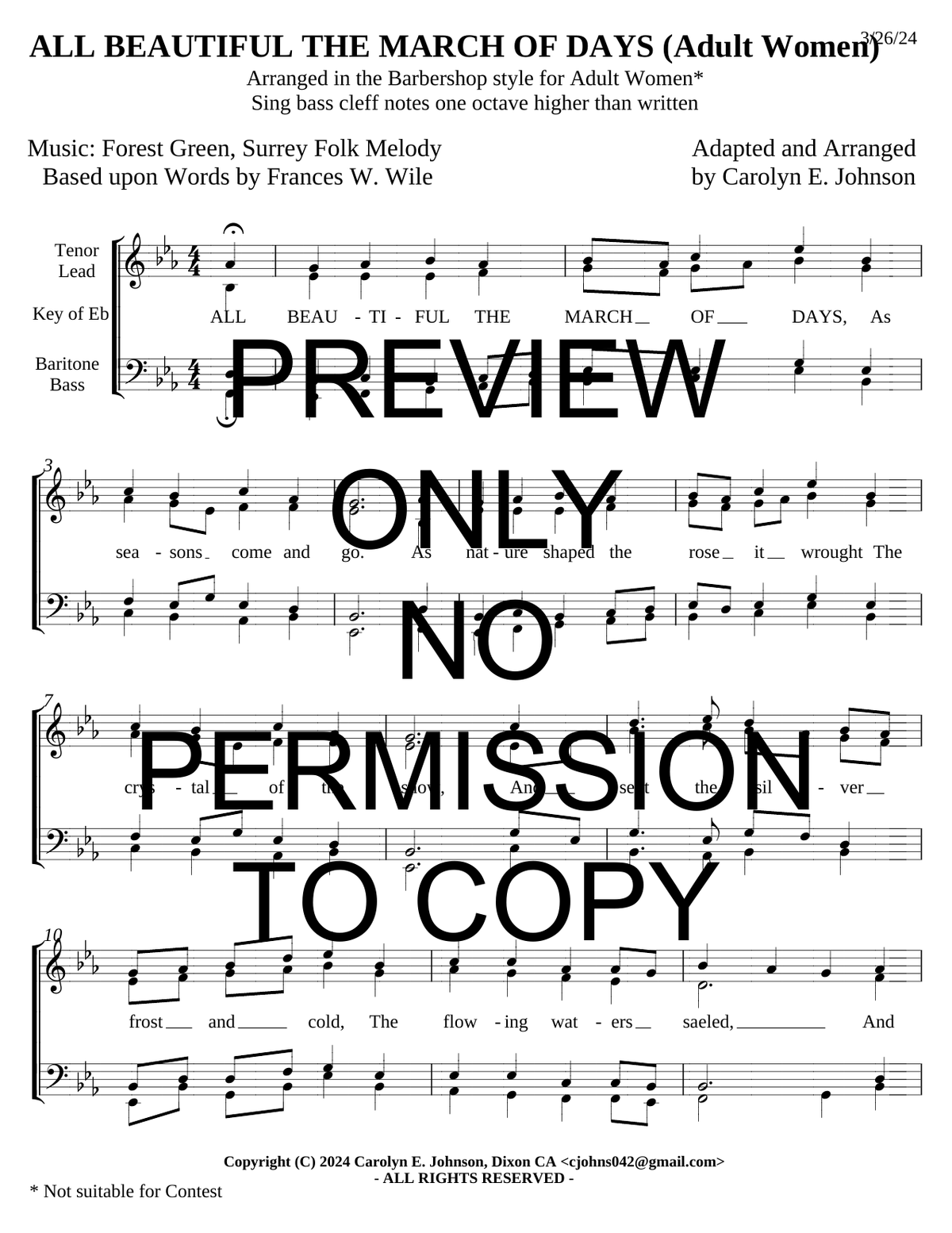 All Beautiful The March Of Days — sheet music preview, arranged by Carolyn Johnson
