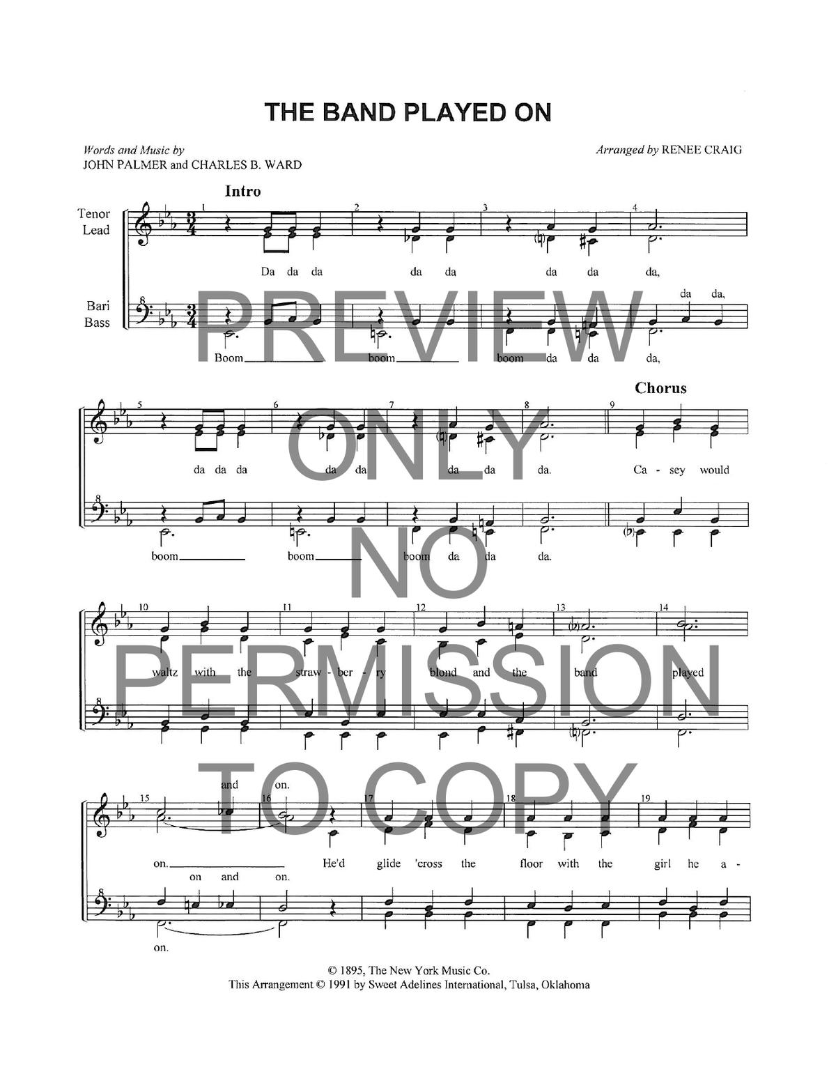 YW - The Band Played On — sheet music preview, arranged by Renee Craig