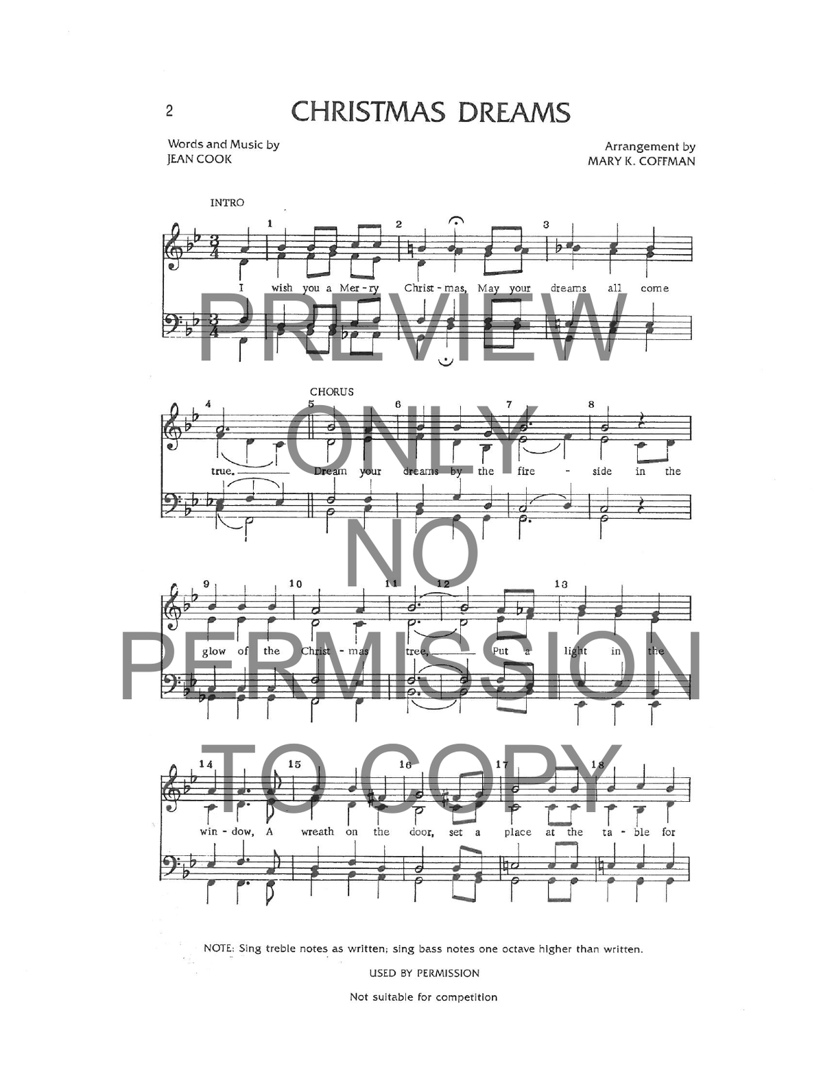 Christmas Dreams — sheet music preview, arranged by Mary K. Coffman