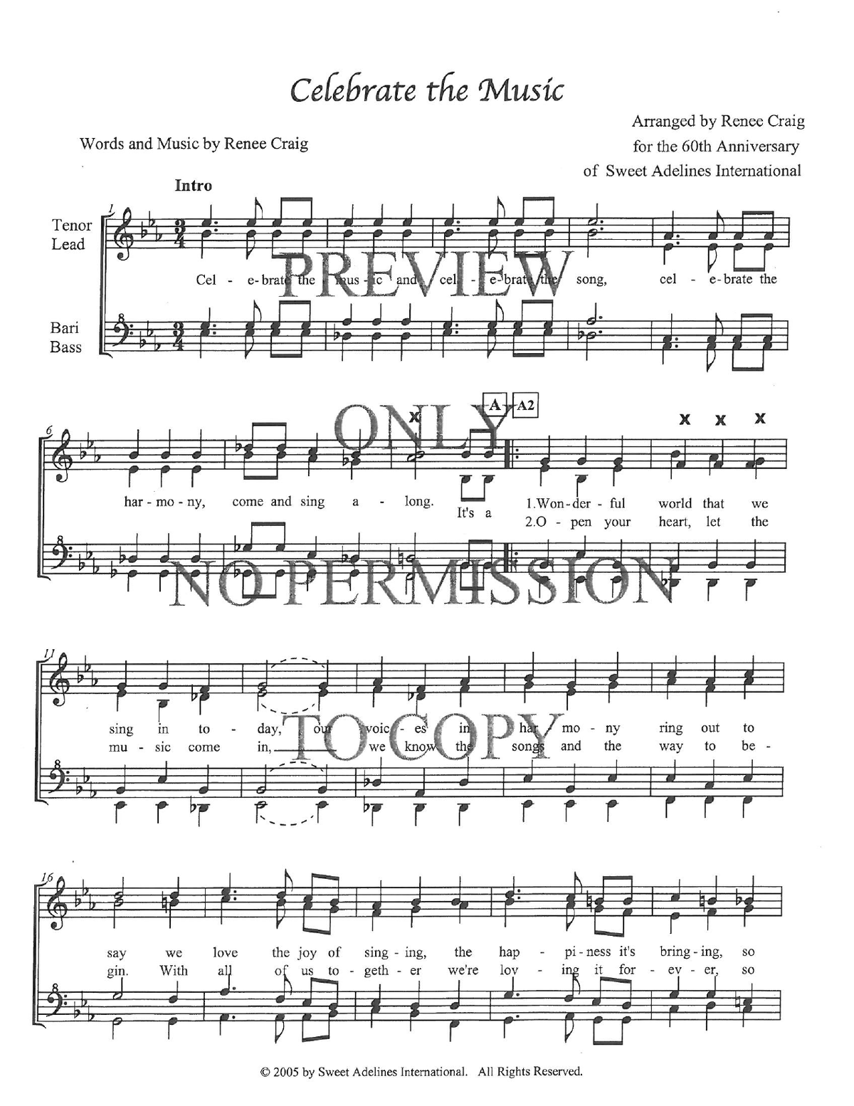 Celebrate The Music — sheet music preview, arranged by Renee Craig