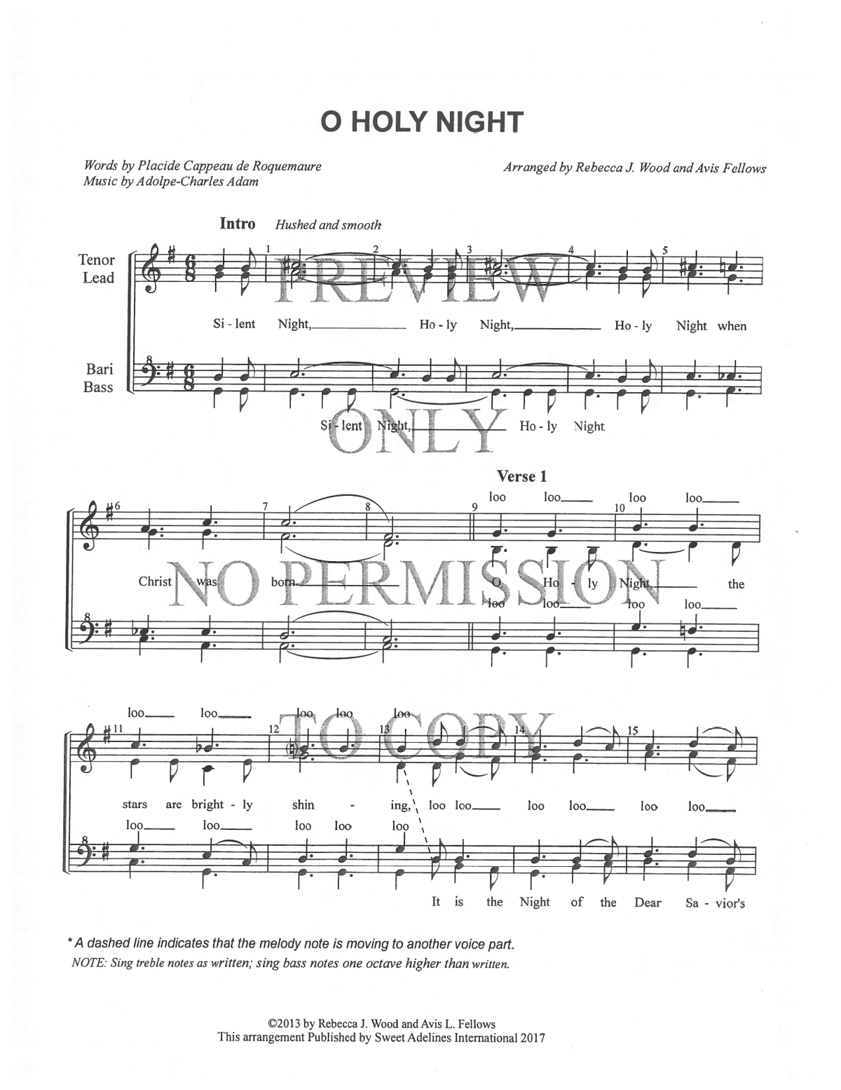 O Holy Night — sheet music preview, arranged by Avis Fellows