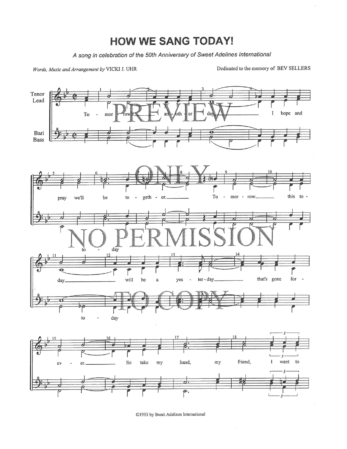 How We Sang Today! — sheet music preview, arranged by Vicki Uhr