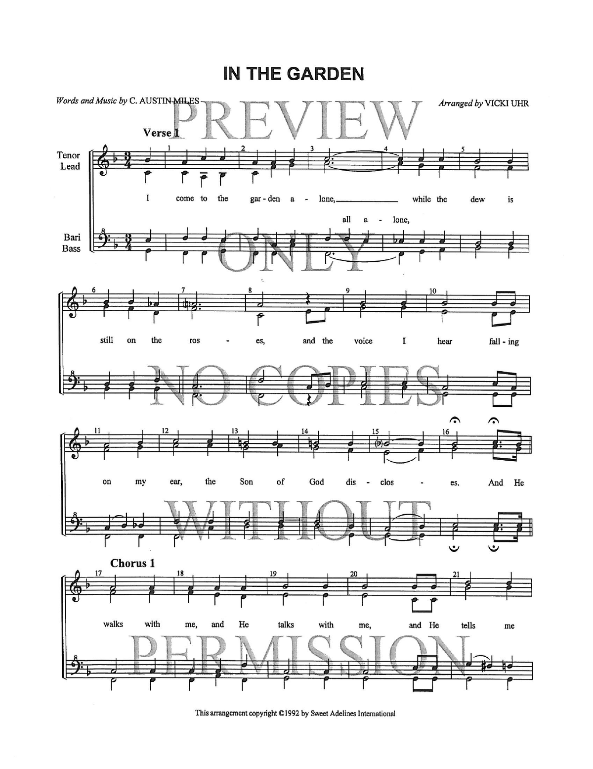 In The Garden — sheet music preview, arranged by Vicki Uhr