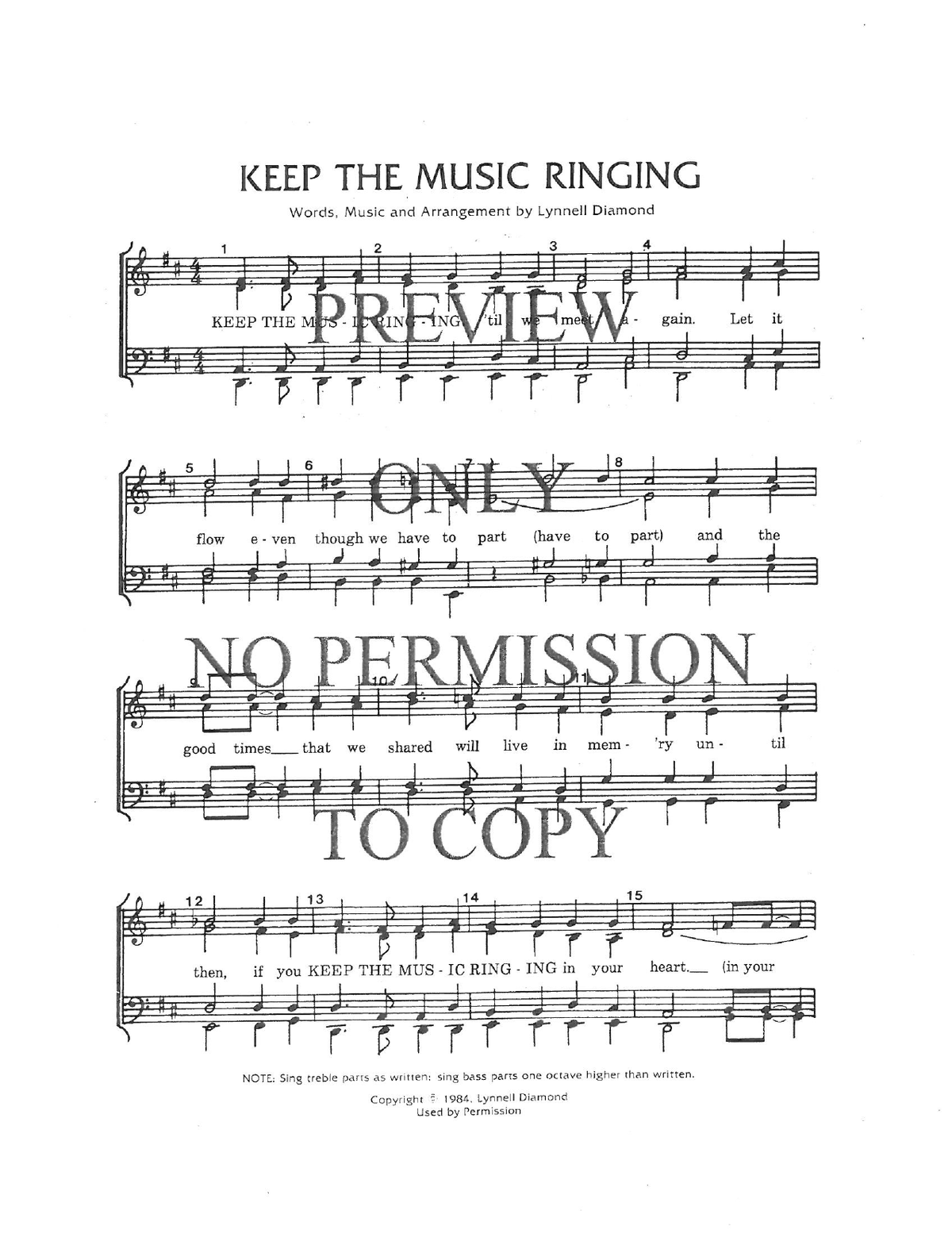 Keep The Music Ringing — sheet music preview, arranged by Lynnell Diamond