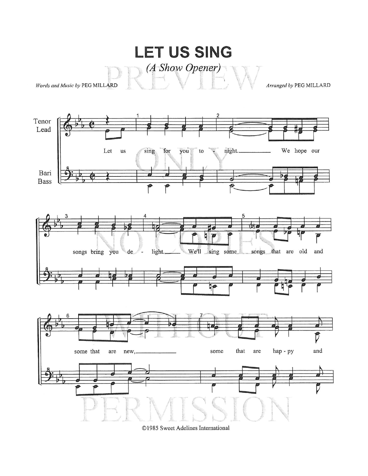Let Us Sing (A Show Opener) — sheet music preview, arranged by Peg Millard