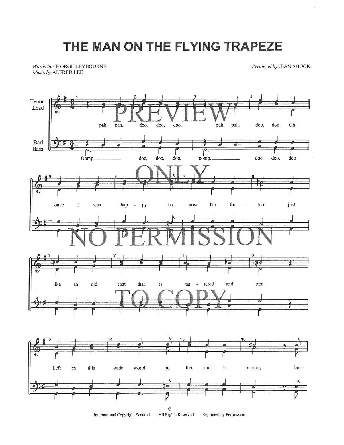 The Man On The Flying Trapeze — sheet music preview, arranged by Jean Shook