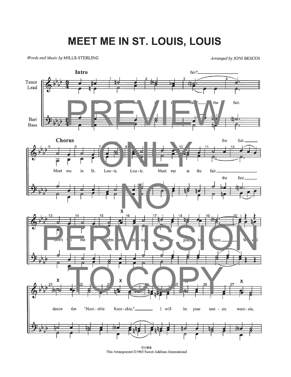 Meet Me In St. Louis, Louis — sheet music preview, arranged by Joni Bescos