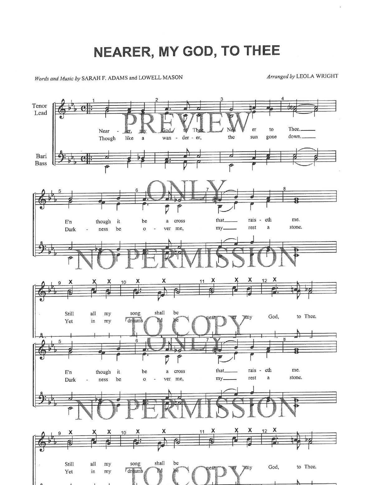 Nearer, My God, To Thee — sheet music preview, arranged by Leola Wright