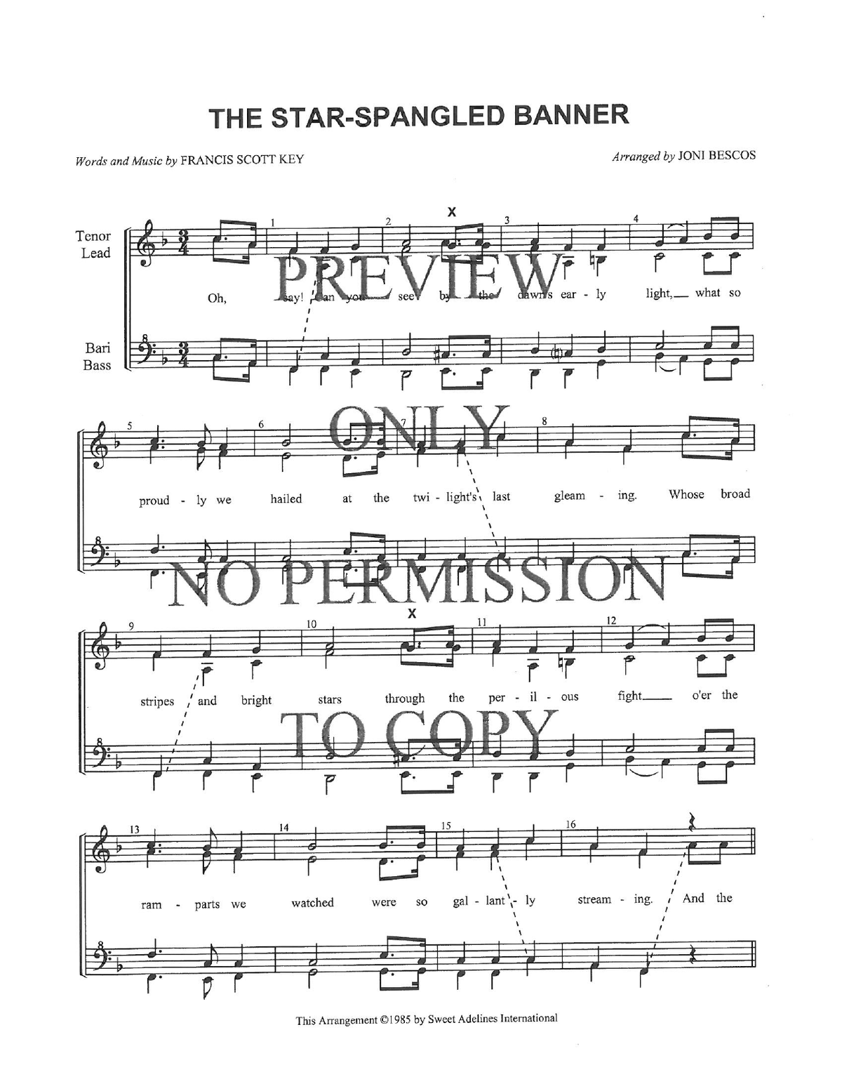 Star Spangled Banner — sheet music preview, arranged by Joni Bescos