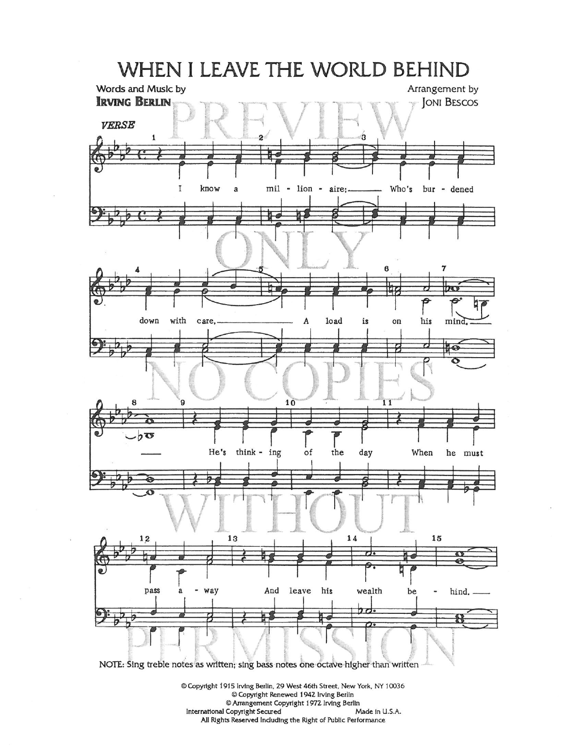When I Leave The World Behind — sheet music preview, arranged by Joni Bescos