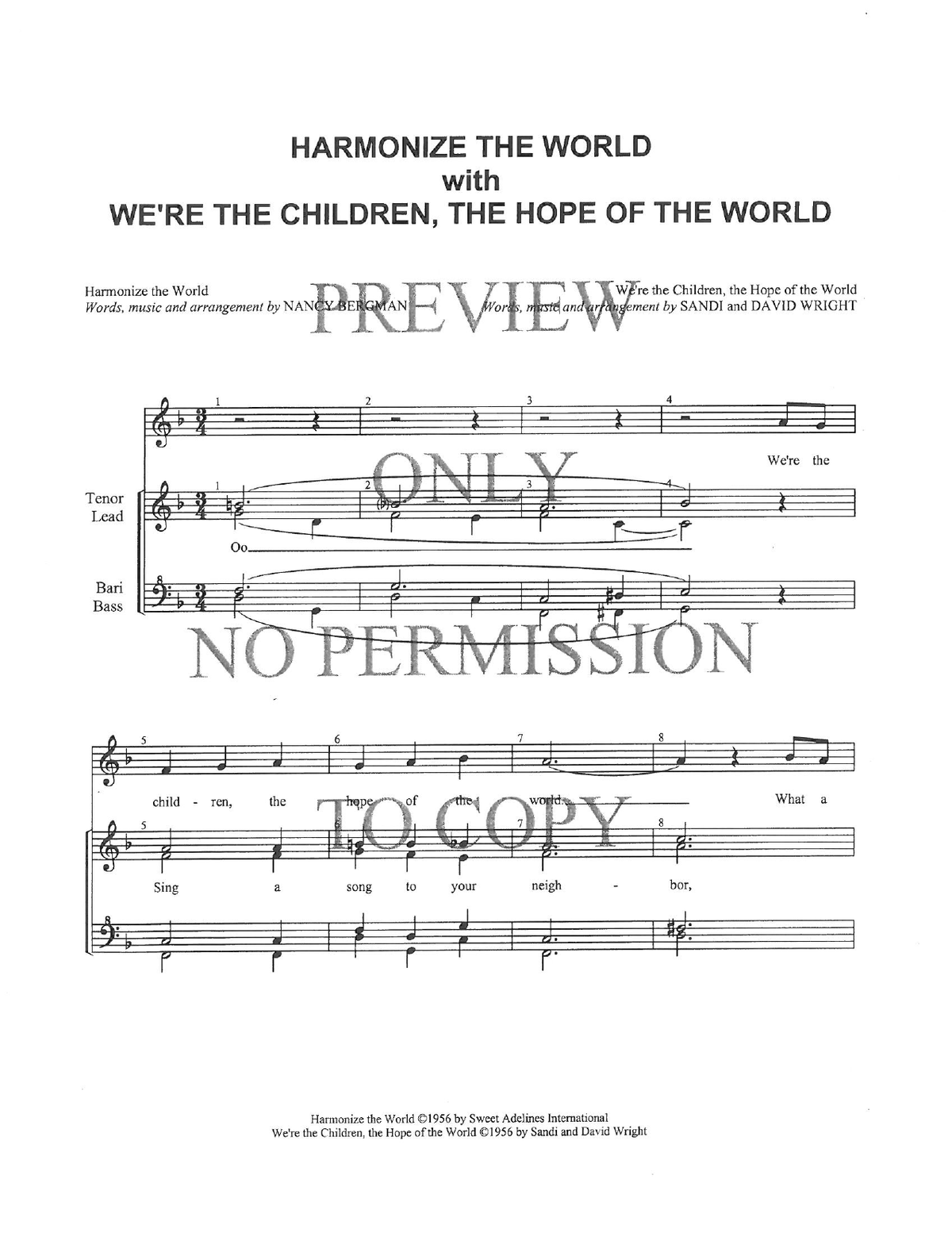 YW - We're The Children The Hope Of The World — sheet music preview, arranged by David Wright